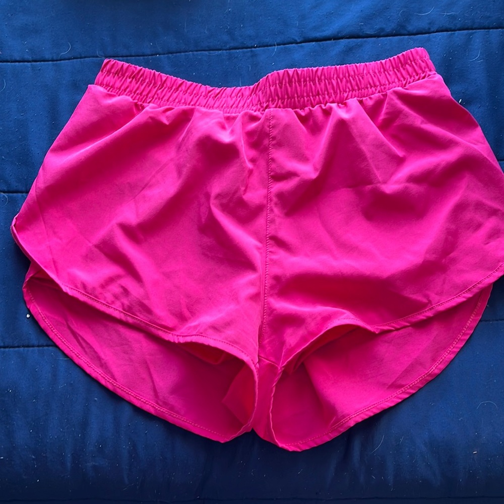 Neon pink sport shorts with spandex